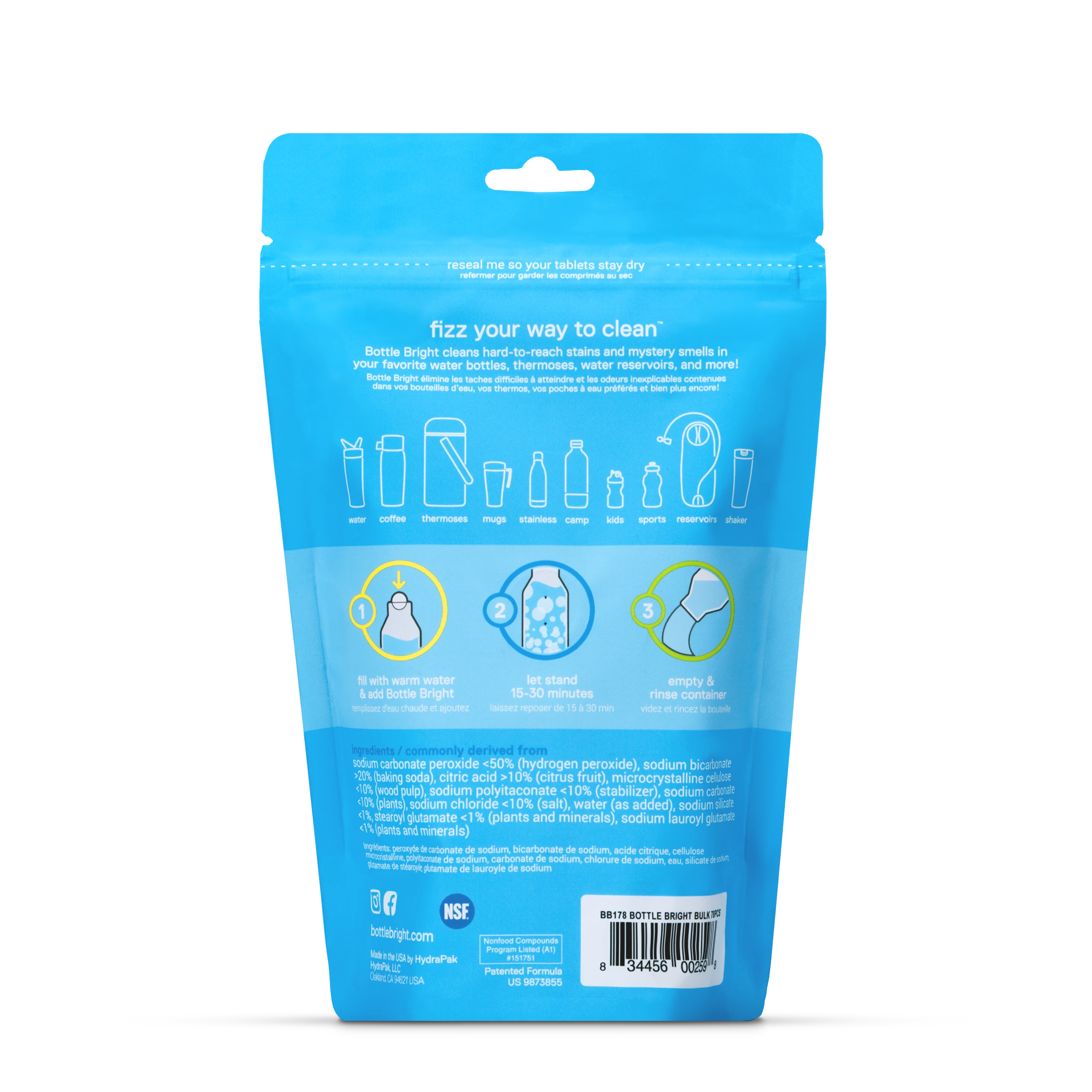 Bouteille Bright® Pack en vrac (78 comprimés)